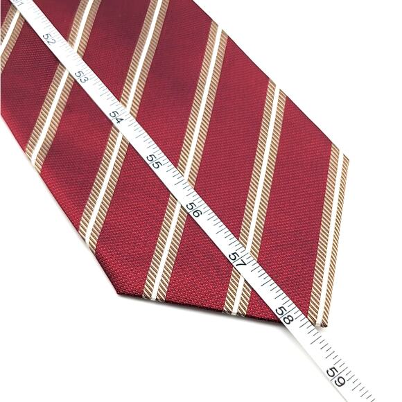 Izod Repp Stripe Tie Diagonal Traditional Classic Preppy Collegiate Crimson Gold - Picture 7 of 7